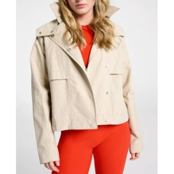 Calia Jackets & Blazers - CALIA Crop Trench Jacket Womens XL Khaki Sand Hooded Water Repellent NEW
